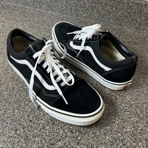Vans Classic Men 10.5 Sneaker Skate Shoe Lace Up Low Black Suede/Canvas women 12